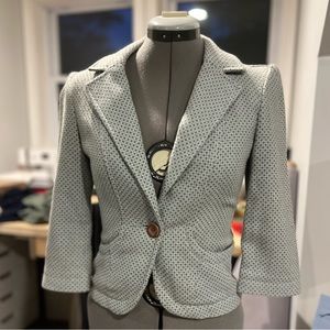 Frenchi blazer, pale blue turquoise tweed, 3/4 sleeve